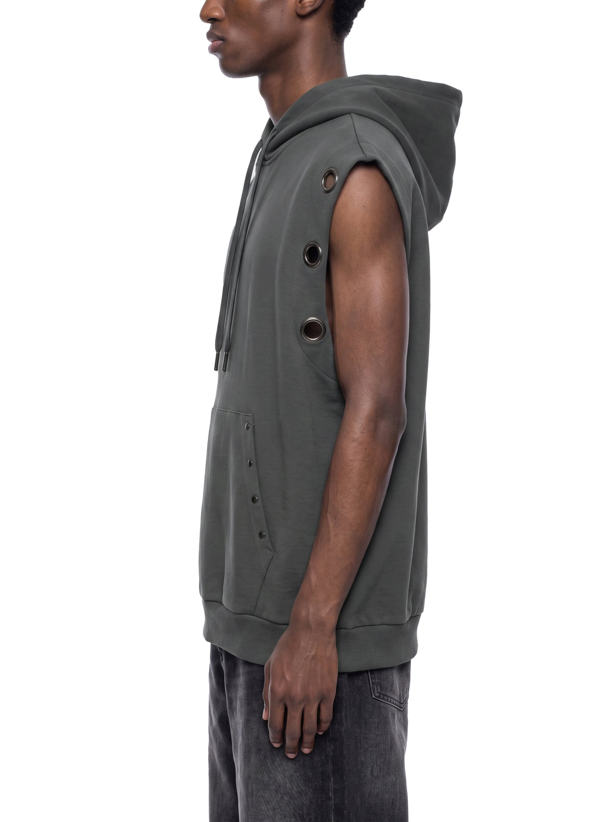 Belvedere Noire Vintage Wash Sleeveless Hoodie in black